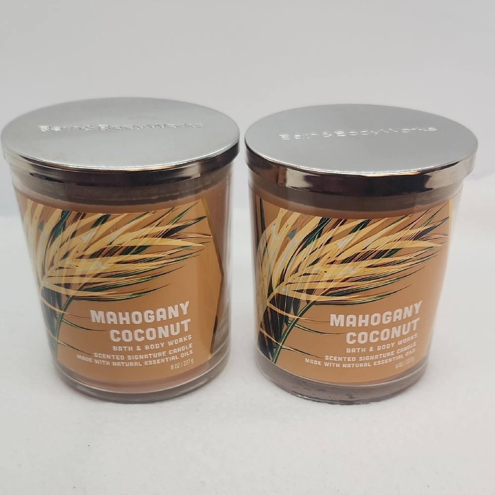 Bath & Body Works Signature Scented Single Wick Candles in Mahogany Coconut x2